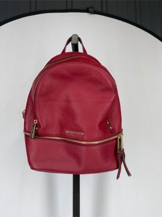 Michael Kors Rhea Medium Pebble Leather Backpack Dark Berry main image 4